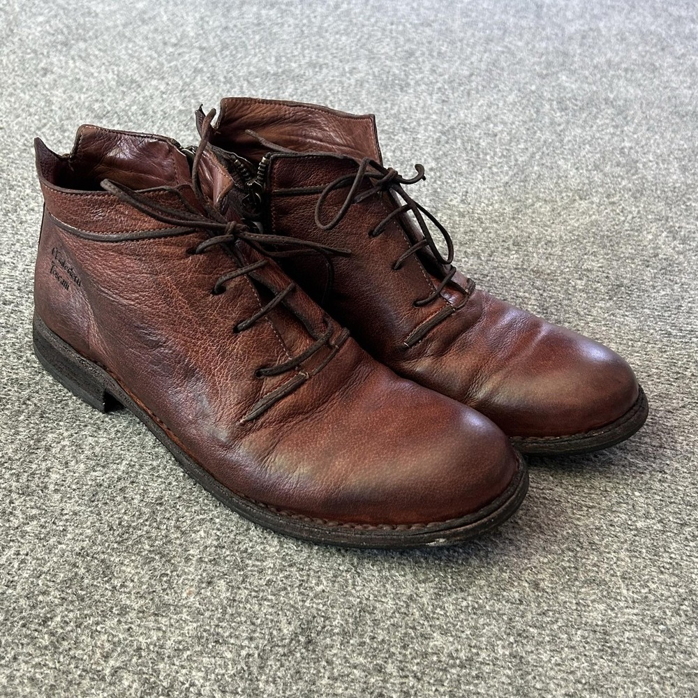 Maledetti Toscani Boots Mens Size 8 Brown Leather Ankle Chukka Side Zip Italy